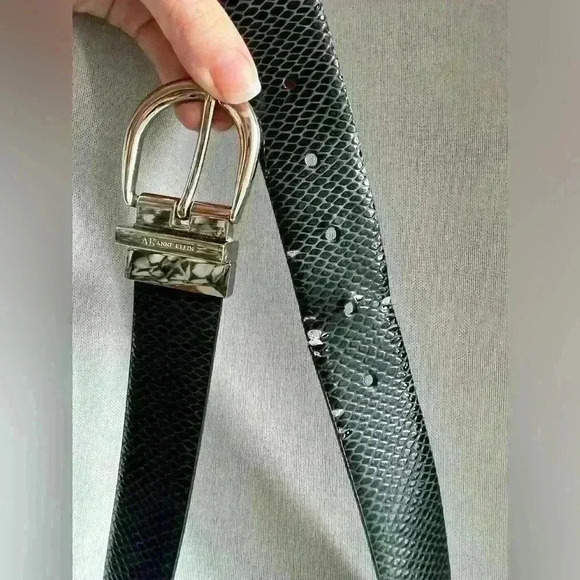 Anne Klein Women’s Synthetic Leather Black Snakeskin Pattern  Belt Medium - Picture 3 of 13